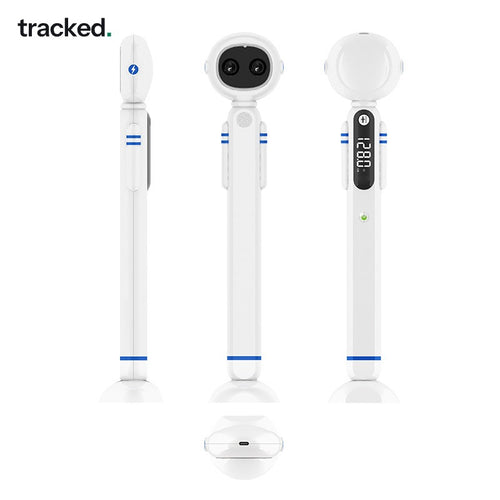 Toise connectée Tracked Grow vue de côté, de face et de dos